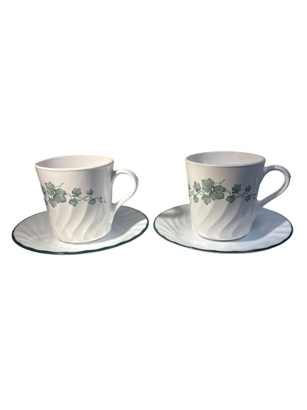 CorningWare Coffee Cups & Saucers Corelle Callaway Ivy Pattern Set Of 2